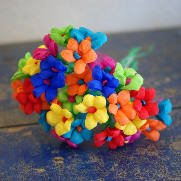 Bouquets of Mexican Paper Flowers, 30 Flowers/Bunch - Multi Color